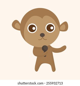 animal monkey playing instrument cartoon theme elements