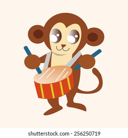 animal monkey playing instrument cartoon theme elements