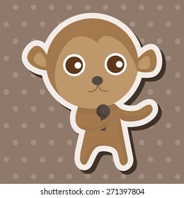 animal monkey playing instrument cartoon theme elements