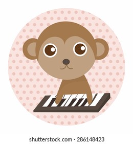 animal monkey playing instrument cartoon theme elements