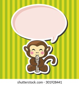 animal monkey playing instrument cartoon theme elements