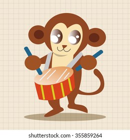 animal monkey playing instrument cartoon theme elements