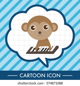 animal monkey playing instrument cartoon theme elements