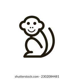 Animal Monkey Smile Line Simple Logo