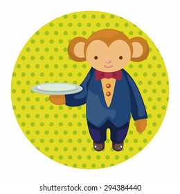 animal monkey waiter cartoon theme elements