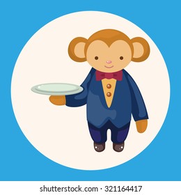 animal monkey waiter cartoon theme elements