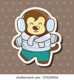 animal monkey winter cartoon theme elements