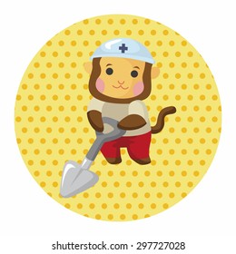 animal monkey worker cartoon theme elements