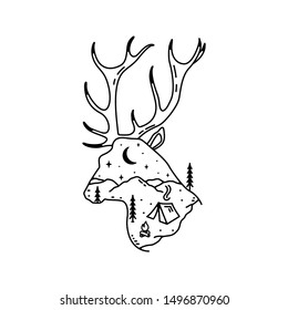 animal monoline badge, with outdoor element