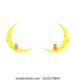  Animal moon icon. Suitable for kids story, school, invitation card, template, friendship theme and the other