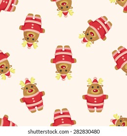 animal moose cartoon christmas style ,seamless pattern