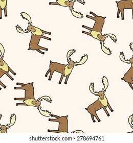 animal moose cartoon , cartoon seamless pattern background
