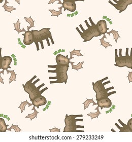 animal moose cartoon , cartoon seamless pattern background