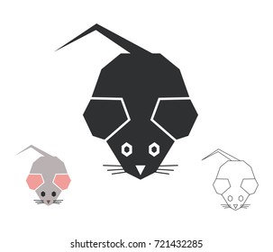 Animal mouse flat icon in geometric style, vector illustration