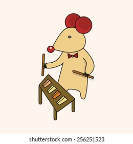 animal mouse playing instrument cartoon theme elements