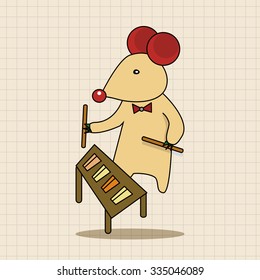 animal mouse playing instrument cartoon theme elements