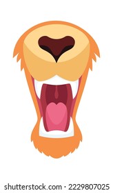 Animal mouth flat icon Lion maws with sharp teeth