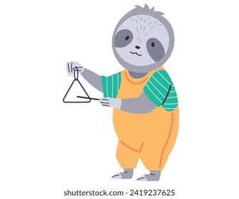 Animal music vector illustration. Happy creatures perform in cheerful music party, creating atmosphere joy Celebrate with lively music band as they perform magical animal music metaphor. Sloth hits