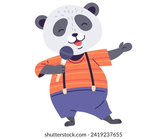Animal music vector illustration. Join festive music festival in zoo, where animals create joyful orchestra The animal music concept turns zoo into magical fairy tale celebration. Panda sings