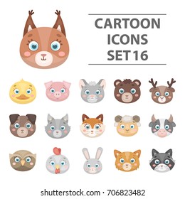 Animal muzzle set icons in cartoon style. Big collection of animal muzzle vector symbol stock illustration