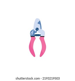 Animal nail clippers for pets grooming procedure. Pet nail cutting scissor veterinarian tool icon, flat vector illustration isolated on white background.
