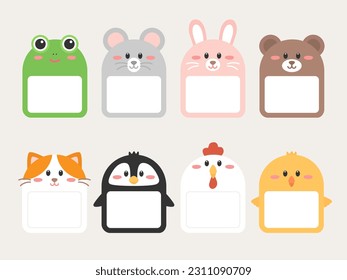 Animal name tag label illustration set for kids.