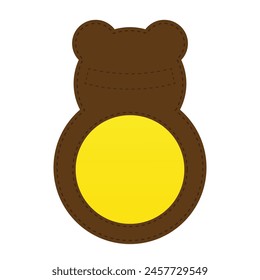 Animal name tag label illustration for kids. ID card shaped like a bear.