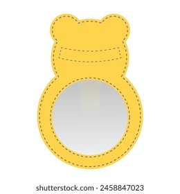 Animal name tag label illustration for kids. ID card shaped like a bear.