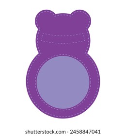 Animal name tag label illustration for kids. ID card shaped like a bear.