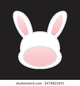 Animal name tag label illustration for kids. ID card shaped like a rabbit.