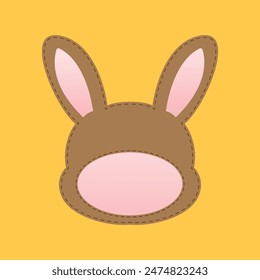 Animal name tag label illustration for kids. ID card shaped like a rabbit.