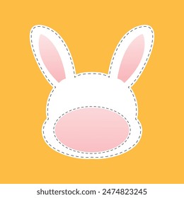 Animal name tag label illustration for kids. ID card shaped like a rabbit.