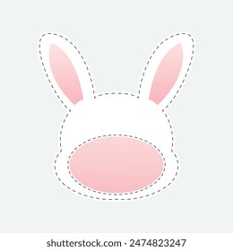 Animal name tag label illustration for kids. ID card shaped like a rabbit.