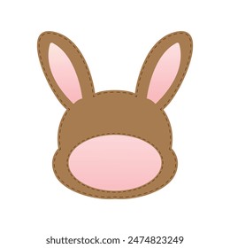 Animal name tag label illustration for kids. ID card shaped like a rabbit.