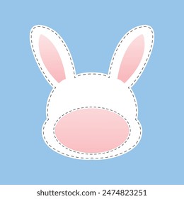 Animal name tag label illustration for kids. ID card shaped like a rabbit.