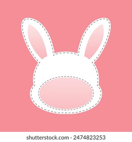 Animal name tag label illustration for kids. ID card shaped like a rabbit.