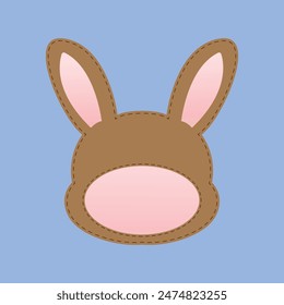 Animal name tag label illustration for kids. ID card shaped like a rabbit.