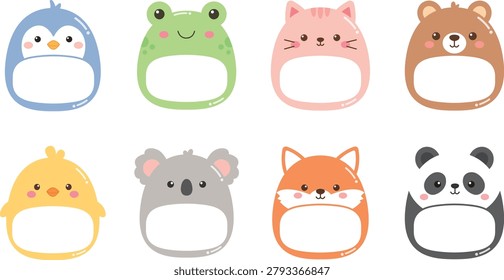 The animal name tag vector design features cute animal elements combined with simple label shapes, creating a playful and friendly look.
