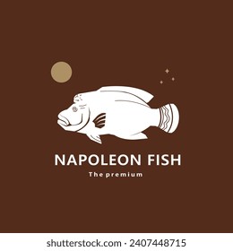 Tier-Napoleon Fisch natürliches Logo Vektorsymbol Silhouette Retro-Hipster