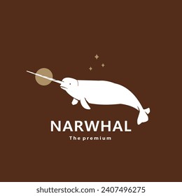 animal narwhal natural logo vector icon silhouette retro hipster