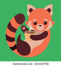 Animal Nature Icon. Cute Red Panda.  Vector illustration in cartoon style.

