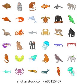 Animal in nature icons set. Cartoon style of 36 animal in nature vector icons for web isolated on white background