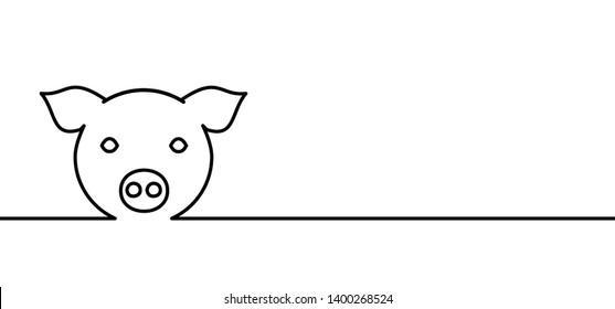 Animal nature pig line pattern. Drawing pigs symbol or pictogram. Bacon day. Vector pig swine animals farm silhouette. Piglets icon or sign