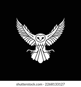 animal nocturnal flying barn owl hunting pounce dark night modern logo design vector