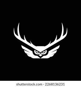 animal nocturnal night hunting carnivore bird owl horned logo design vector icon illustration