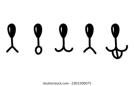 Animal nose and tongue, dog face mouth. Cat mouth nose. Happy animal face with open mouth. Icons set. Vector illustration isolated on white background.