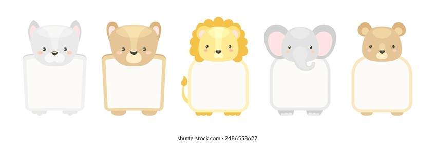 Animal Note Card with Empty Space Vector Set