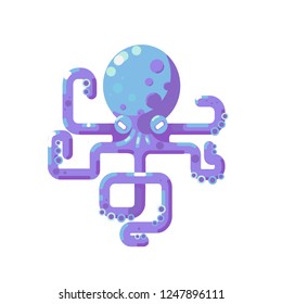 animal octopus icon flat vector illustration