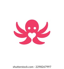 Animal octopus with love modern logo