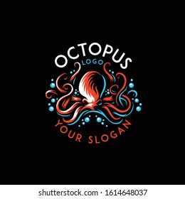 Animal Octopus Mascot for Your Business and company isolate on the dark background